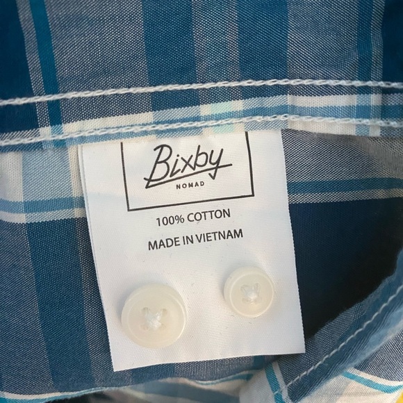 Bixby Nomad Button Up Shirt Long Sleeve Size XL Blue White Checkered EUC - Picture 4 of 5